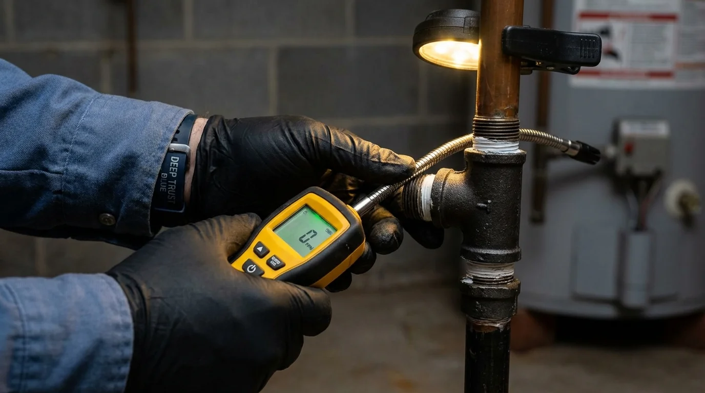 Gas leak detection with electronic sniffer by Johns Plumbing LLC in Charleston